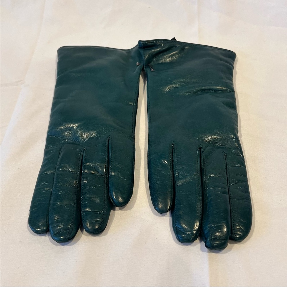 NEW Madova Firenze Italy Leather Gloves Cashmere Lined Green Size 7 Women’s